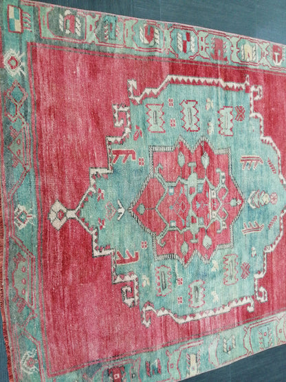 Oushak Runner Rug 12.4 x 4.9 Turkish Runner Rug Muted Vintage Runner Rug Hallway Runner Rug Kitchen Runner Rug Wool Runner Rug