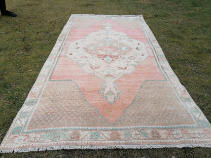3'11x7'10 turkish rug, vintage rug, oushak vintage rug, kitchen rug bohemian rug