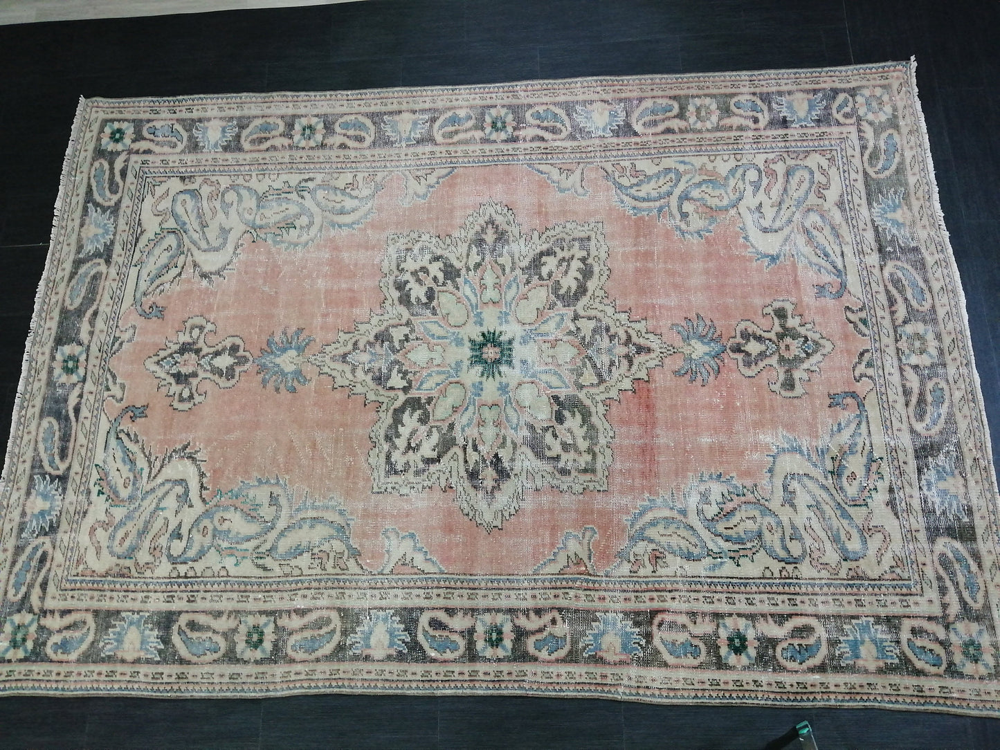 6.7 x 9.7 Large OUSHAK RUG TURKISH Oushak Rug Vintage Oushak Runner Rug Vintage Runner Rug Muted Wool Oushak Rug Hand Made Rugs Art Rug