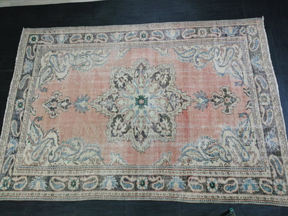 6.7 x 9.7 Large OUSHAK RUG TURKISH Oushak Rug Vintage Oushak Runner Rug Vintage Runner Rug Muted Wool Oushak Rug Hand Made Rugs Art Rug