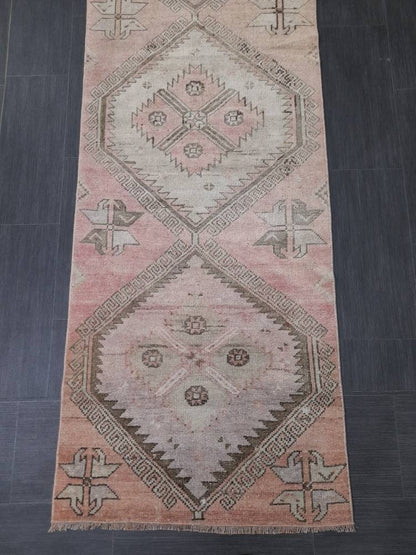 Oriental Runner Rug Muted Turkish Runner Rug 2.5 x 10.2 Vintage Runner Rug Hallway Runner Kitchen Runner Rug Wool Runner Rug Oushak Runner