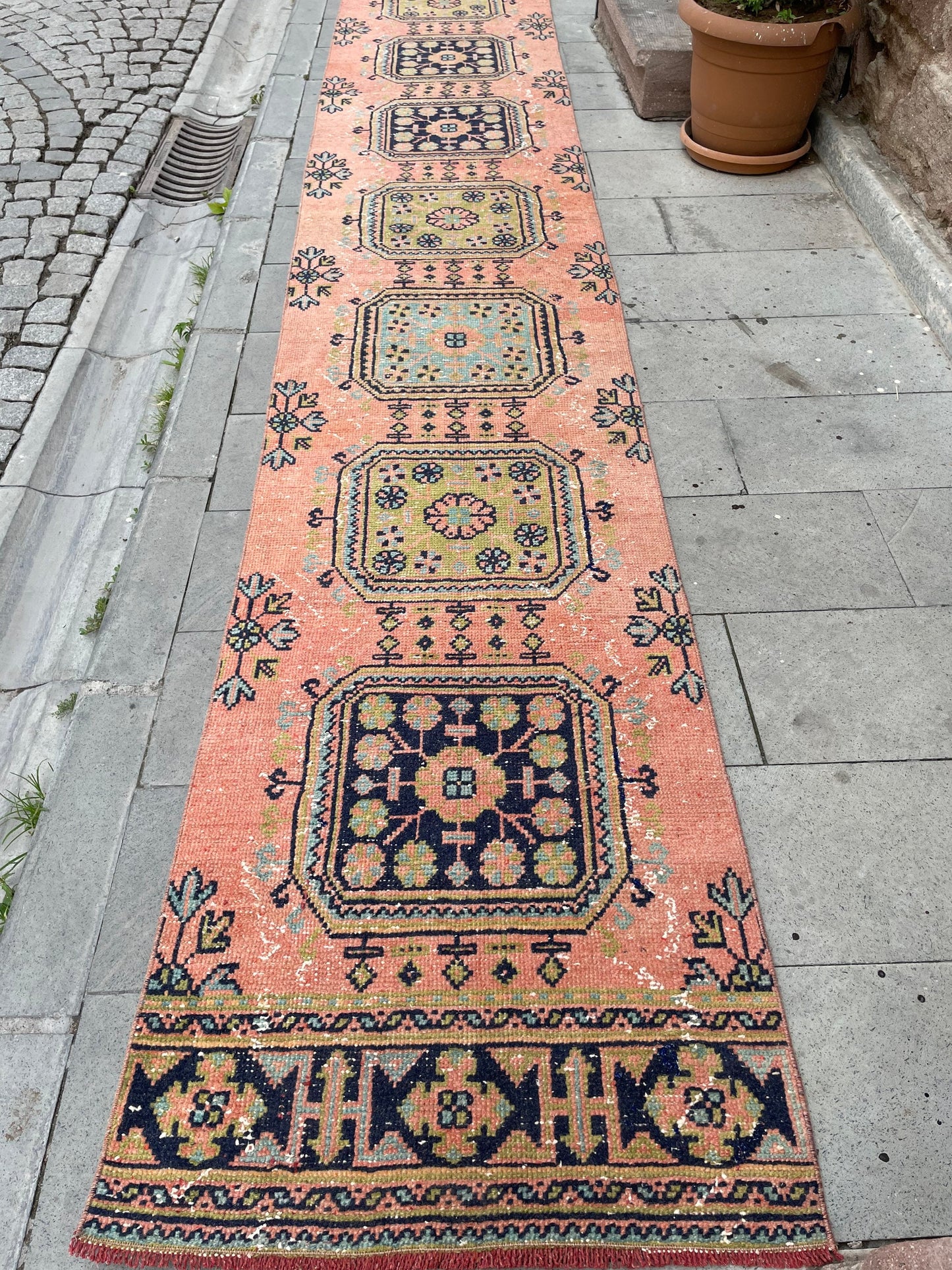 Long Vintage Runner TURKISH Runner Rug 2.6 x 21 Handmade Runner Rug XL Oriental Runner Rug Staircase Hand Knotted Runner rug