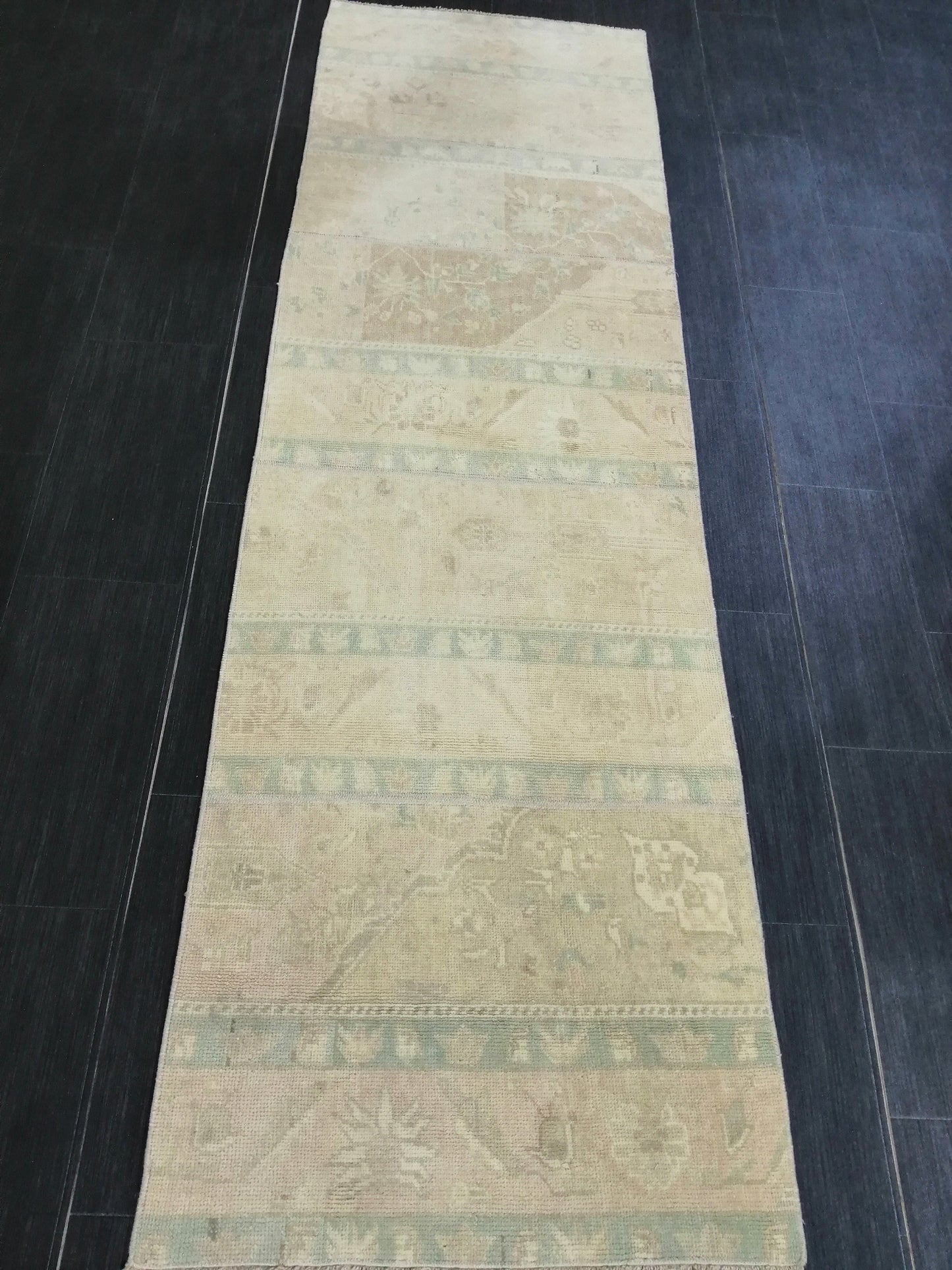 Muted Oushak Runner Rug 8.3 x 2.4 Vintage Runner Rug Patchwork Runner Rug Kitchen Runner Rug Wool Runner Rug Wool Oushak Rug