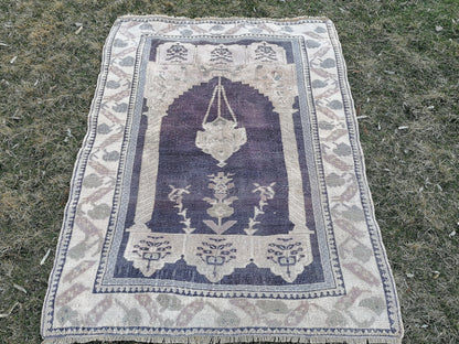 Turkish rug, vintage rug,hand made wool rug 4x5'5 oushak vintage rug, kitchen rug bohemian rug