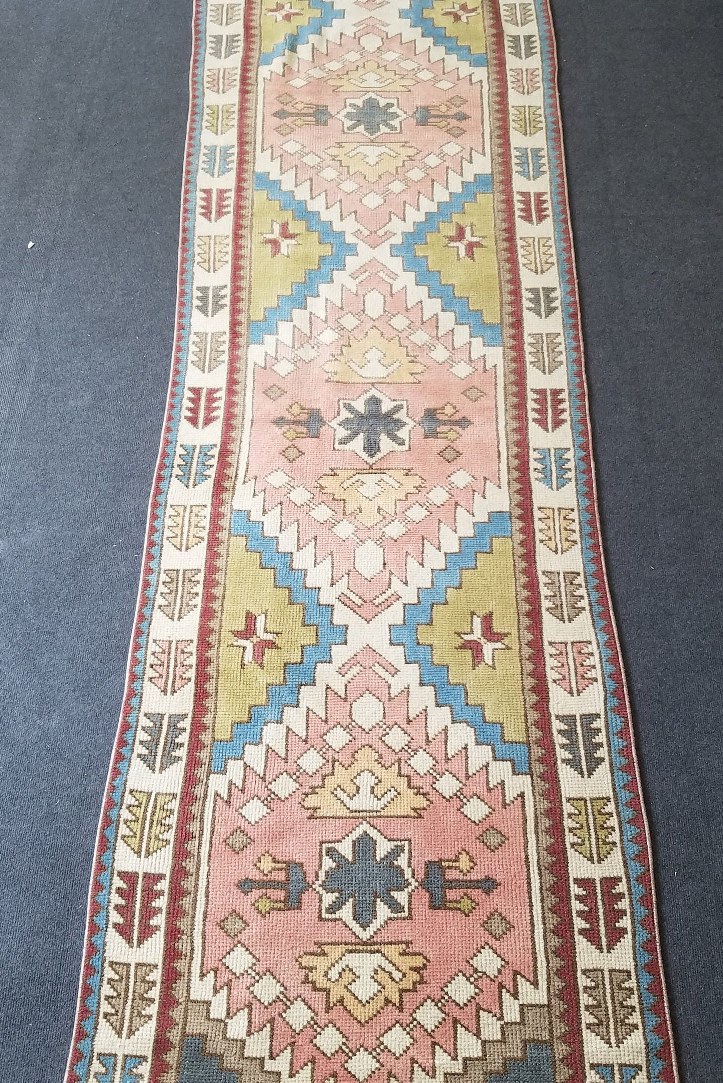 12'2x3' oushak runner rug,runner rug,turkish runner rug vintage rug vintage oushak rug,hand made runner rug, kitchen runner rug bohemian rug