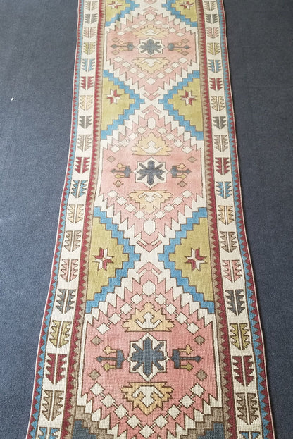12'2x3' oushak runner rug,runner rug,turkish runner rug vintage rug vintage oushak rug,hand made runner rug, kitchen runner rug bohemian rug