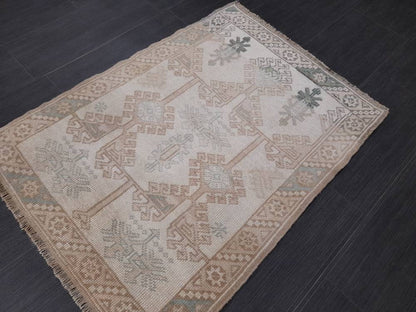 Muted Vintage Rug 2.4 x 3.3 Rug Bathroom Rug Power Room Rug Vanity Handmade Rug Turkish Rug Hand  Knotted Rug Oriental Small Area Rug