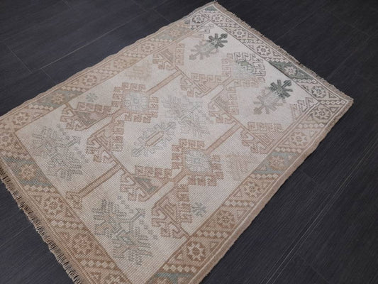 Muted Vintage Rug 2.4 x 3.3 Rug Bathroom Rug Power Room Rug Vanity Handmade Rug Turkish Rug Hand  Knotted Rug Oriental Small Area Rug