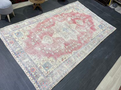 Persian RUG, Oushak 5.10 x 9.6 Rug, Vintage Rug, Vintage Persian Wool Rug, Handmade Rug, Vintage Turkish Rug Oriental Rug