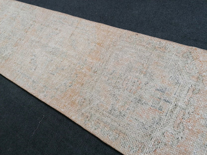 12''2x2'4 distressed runner rug turkish runner rug muted vintage runner rug faded hallway runner rug kitchen runner rug wool runner rug