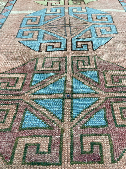 Muted Vintage Runner Rug 2.9 x 6.8  Turkish Runner Rug Vintage Muted Runner Rug Hallway Runner Soft Wool Runner