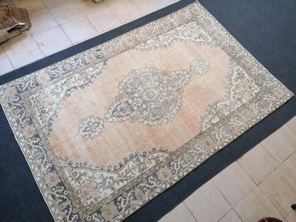 5.8 x 8.10 large oushak rug turkish rug vintage wool oushak rug handmade rugs