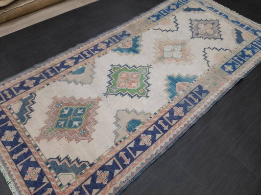 Muted Vintage Runner Rug 5 x 10.4 Turkish Runner Rug Handmade Runner Rug Hallway Runner Kitchen Runner Rug Wool Runner Rug Oriental Runner