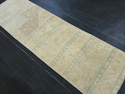 Muted Oushak Runner Rug 8.3 x 2.4 Vintage Runner Rug Patchwork Runner Rug Kitchen Runner Rug Wool Runner Rug Wool Oushak Rug