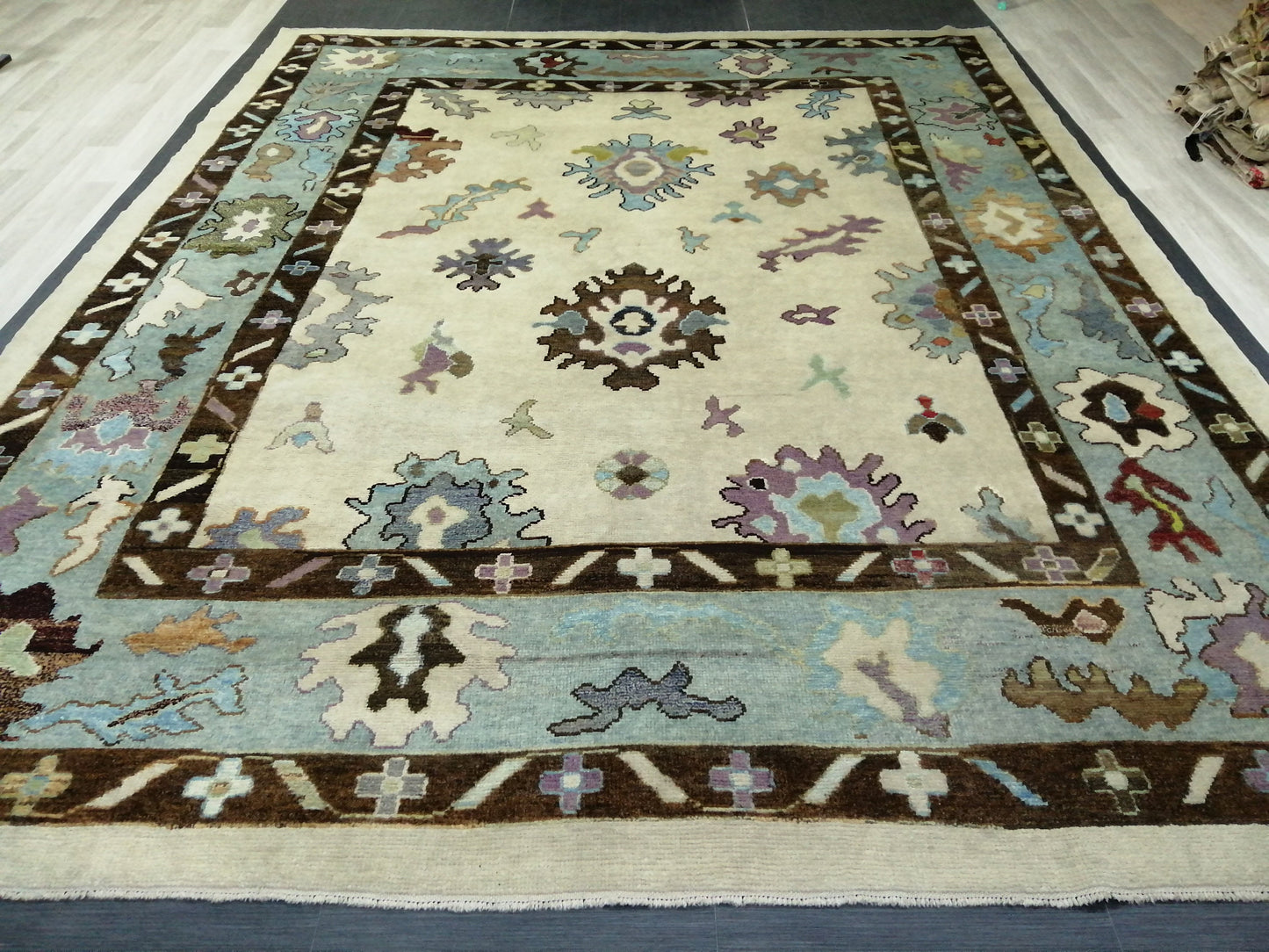 11.8 x 9.5 Large OUSHAK RUG, Wool TURKISH Oushak Rug, Vintage Oushak  Rug, Rug, Wool Oushak Rug Hand Made Rugs, Made In Turkey 9x12