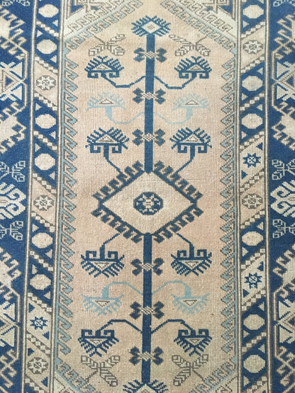 4x6 feet wool turkish kitchen floor wide rug, handmade oushak muted blue bedroom area rug, vintage living room large rug, laundry area rugs