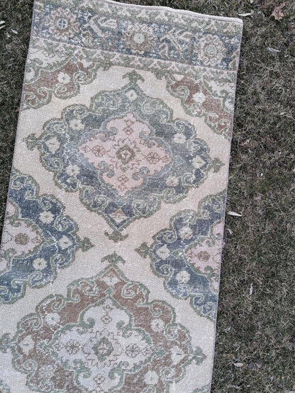 2.6 x 17.3 extra long vintage runner, oushak runner rug hallway runner, vintage anatolian rug