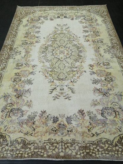 Vintage OUSHAK RUG 6.2 x 9.3 TURKISH Rug Vintage Oushak Runner Rug Vintage Persian Rug Wool Oriental Rug Hand Made Rugs Muted Oriental rug