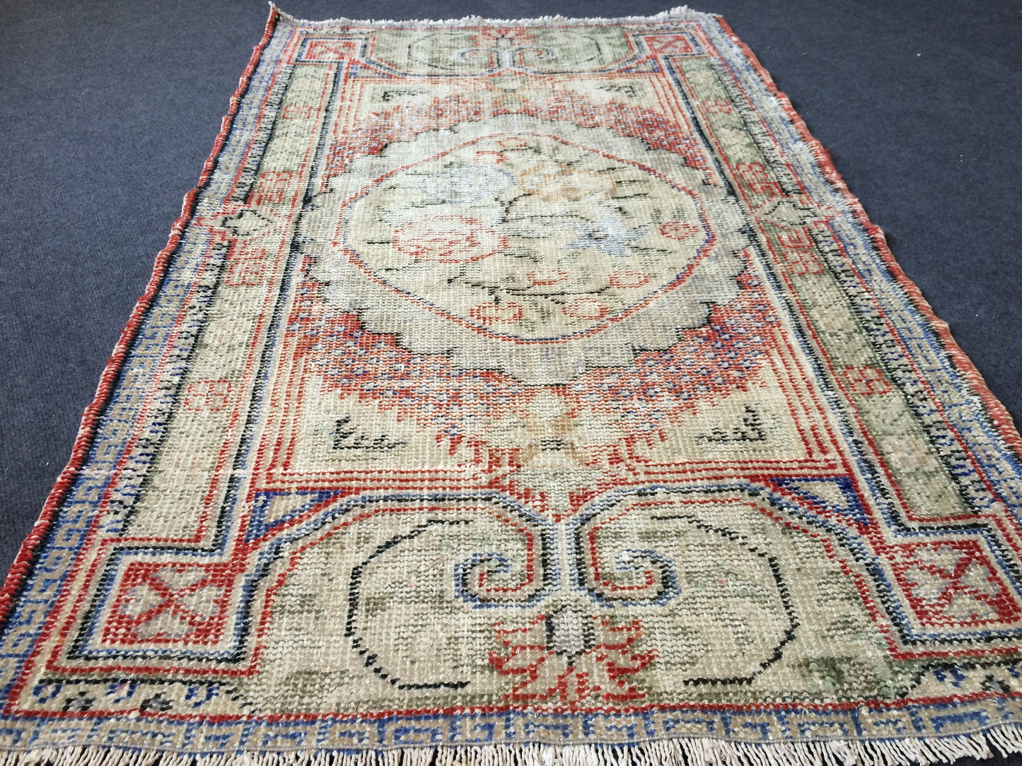 4.9 x 2.10 Turkish Rug Vintage Rug Oushak Rug Distressed Rug