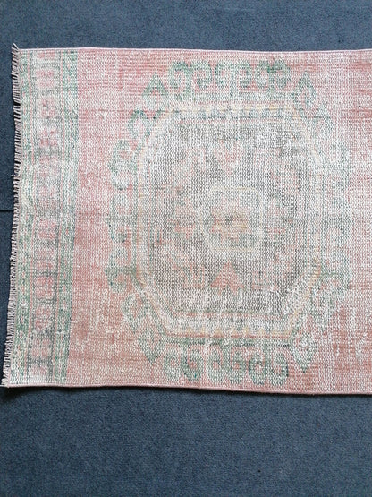 11'7x2'9 distressed oushak turkish runner rug, turkish rug , runner rug,vintage rug,kitchen rug,vintage oushak rug, vintage anatolian rug