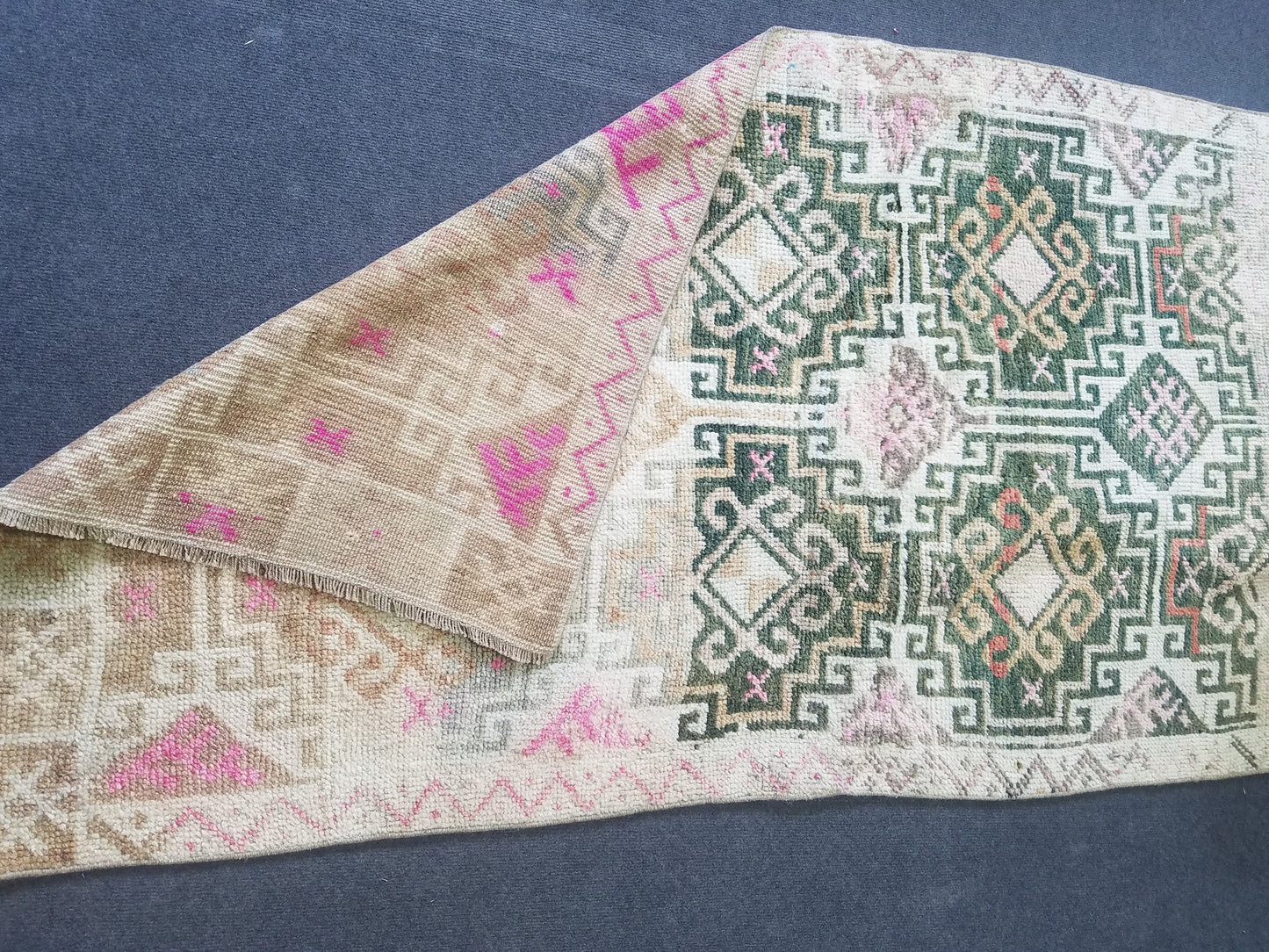 3.4 x 6.8 Vintage wool rug, oushak rug, unique handmade rug kitchen rug bohemian rug traditional rug