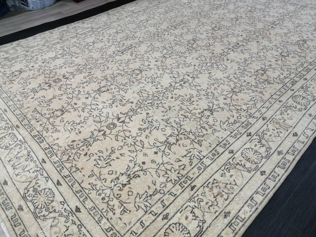 8.3 x 12.4 Large OUSHAK RUG, TURKISH Oushak Rug, Vintage Rug, Vintage Persian Rug, Wool Oriental Rug, Handmade Rug, 9x12 Vintage Muted Rug