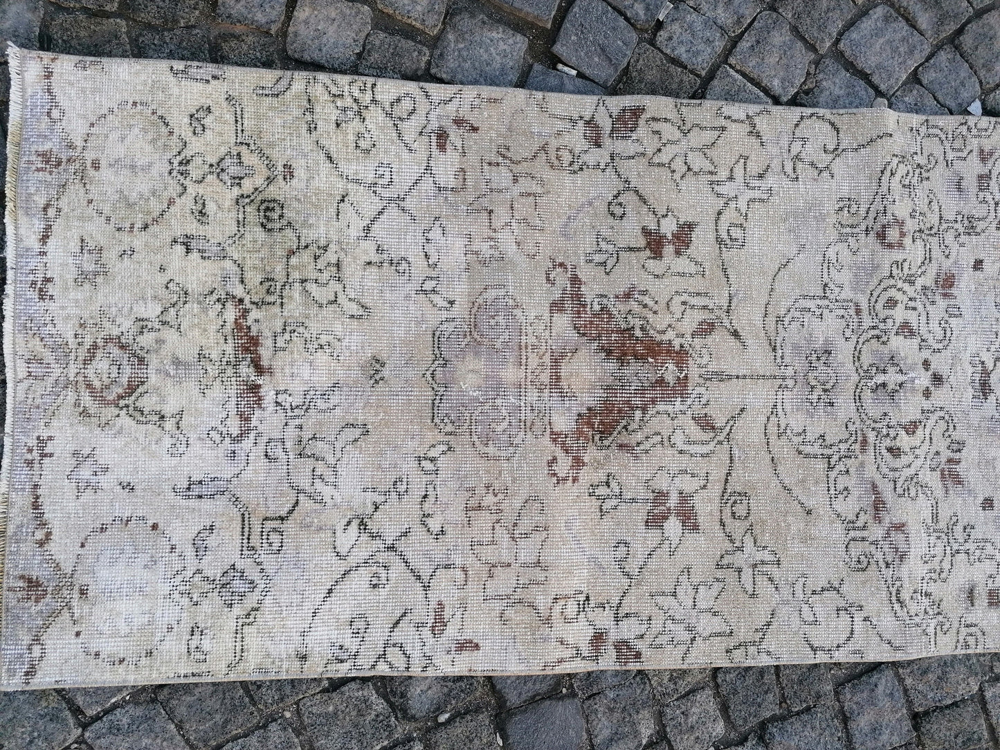 Faded turkish runner rug, hallway runner 2'7x9'5 neatural vintage wool runner, vintage handmade runner kitchen runner