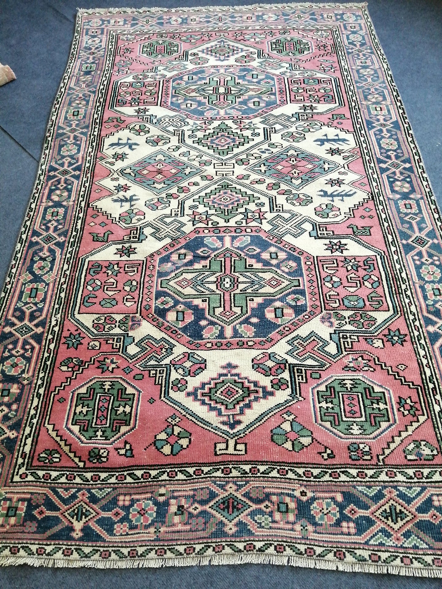 Turkish Rug Oushak 4.4 x 7.7 Rug, Oushak Rugs, Wool Oushak Rug, Oushak Runner Rugs, Runner Rug, Vintage Rug, Hand Made Rug