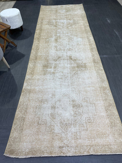 Distressed Vintage Runner Rug 3.6 x 11.5 ft Turkish Runner Rug Vintage Runner Rug Hallway Runner Rug Kitchen Runner Rug Wool Pile Runner Rug