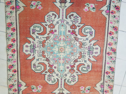 Oushak turkish rug, vintage rug, turkish area rugs, floor rug 7'4"x 4'4"