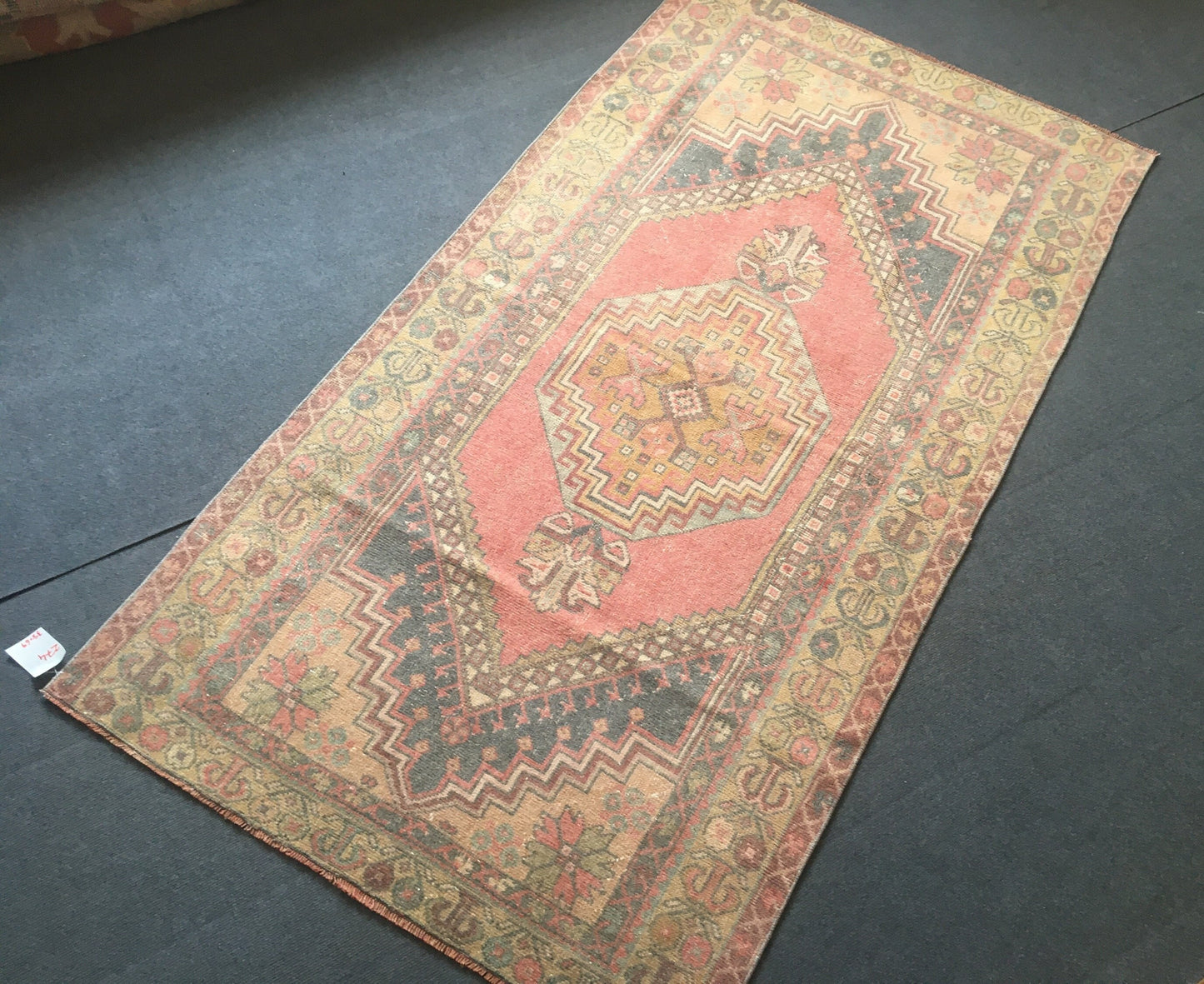 4x7 feet vintage bedroom rug, handmade turkish large kitchen carpet, oushak living room etnique rug, pink lounge wide rug, gray wool kid rug