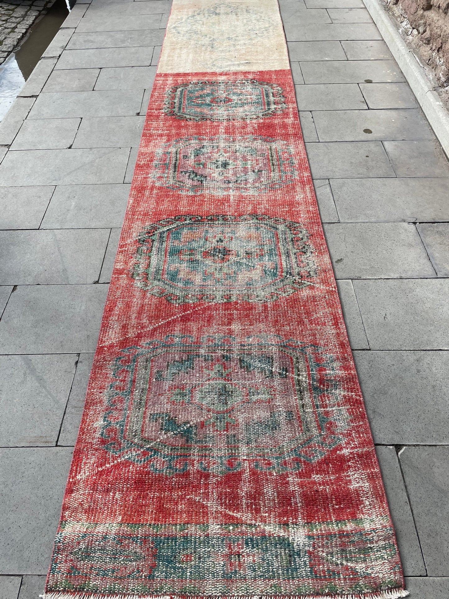 Staircase Runner Rug 2.6 x 22 ft Extra Long TURKISH Runner Rug Vintage Runner Rug Distressed Runner Rug Patchwork Runner Hand Knotted Runner