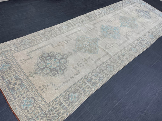 Muted Vintage Runner Rug 3.9 x 11.6 Vintage Persian Runner Rug  Hallway Runner Rug Turkish Runner Kitchen Runner Rug Antique Wool Runner