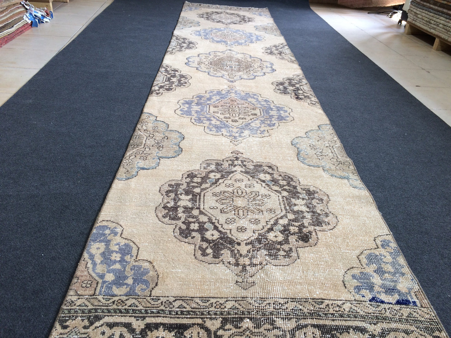 12.6 x 2.9 Oushak Runner Rug Turkish Runner Rug Vintage Runner Rug Hallway Runner Rug Kitchen Runner Rug Wool Runner Rug Wool Persian Runner