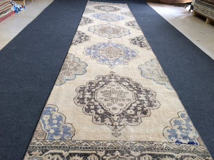 12.6 x 2.9 Oushak Runner Rug Turkish Runner Rug Vintage Runner Rug Hallway Runner Rug Kitchen Runner Rug Wool Runner Rug Wool Persian Runner