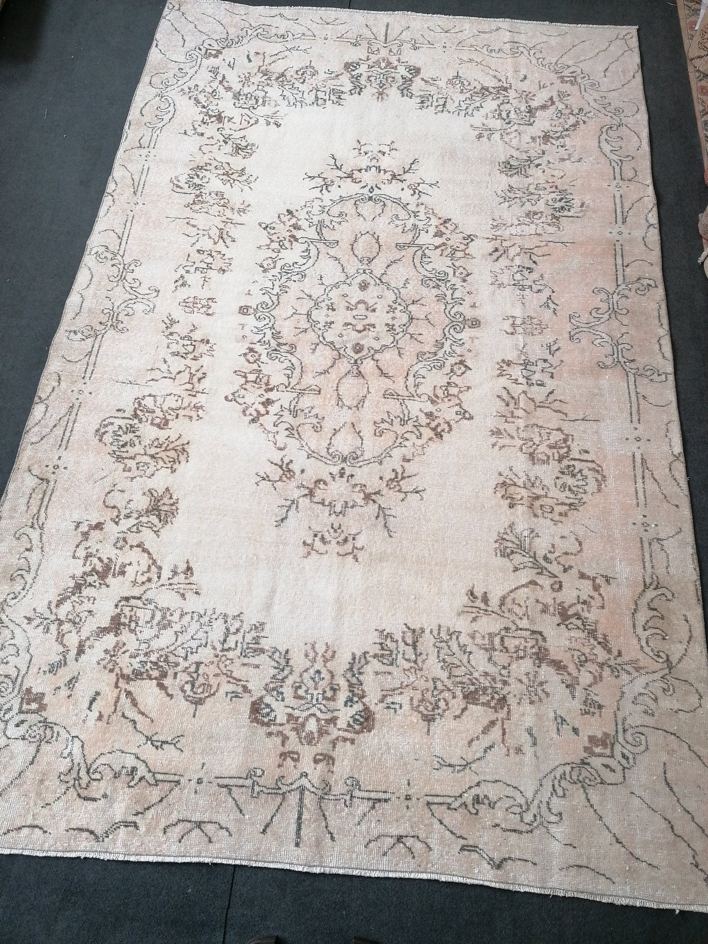 10.2 x 6.5 Oushak rug - large turkish oushak rug, vintage rug - vintage hand made rug, kitchen rug