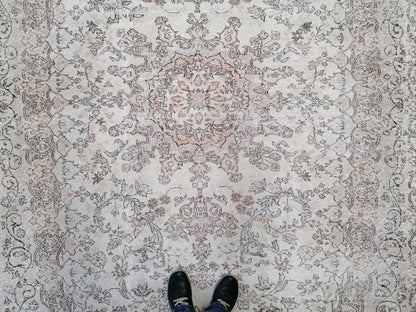 Oushak turkish rug 7.2 x 10.7 large wool rug, vintage knotted rug