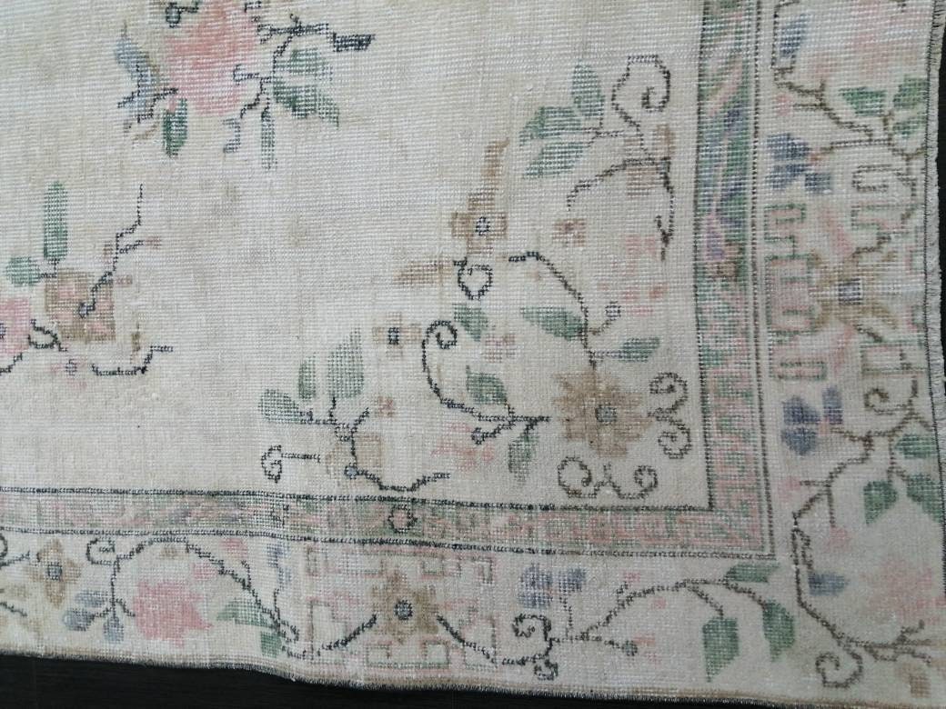 MUTED Rug, 5 x 8.6 Vintage Hand Made Rug, Oushak Rug, Faded Rustic Rug, ORIENTAL Rug, Turkish Rug, Farmhouse Rug, Vintage Persian rug