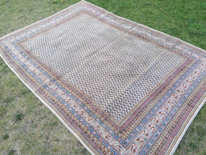7'2x10'6 persian wool rug, vintage wool rug, oushak hand made rug, bohemian rug, living room rug