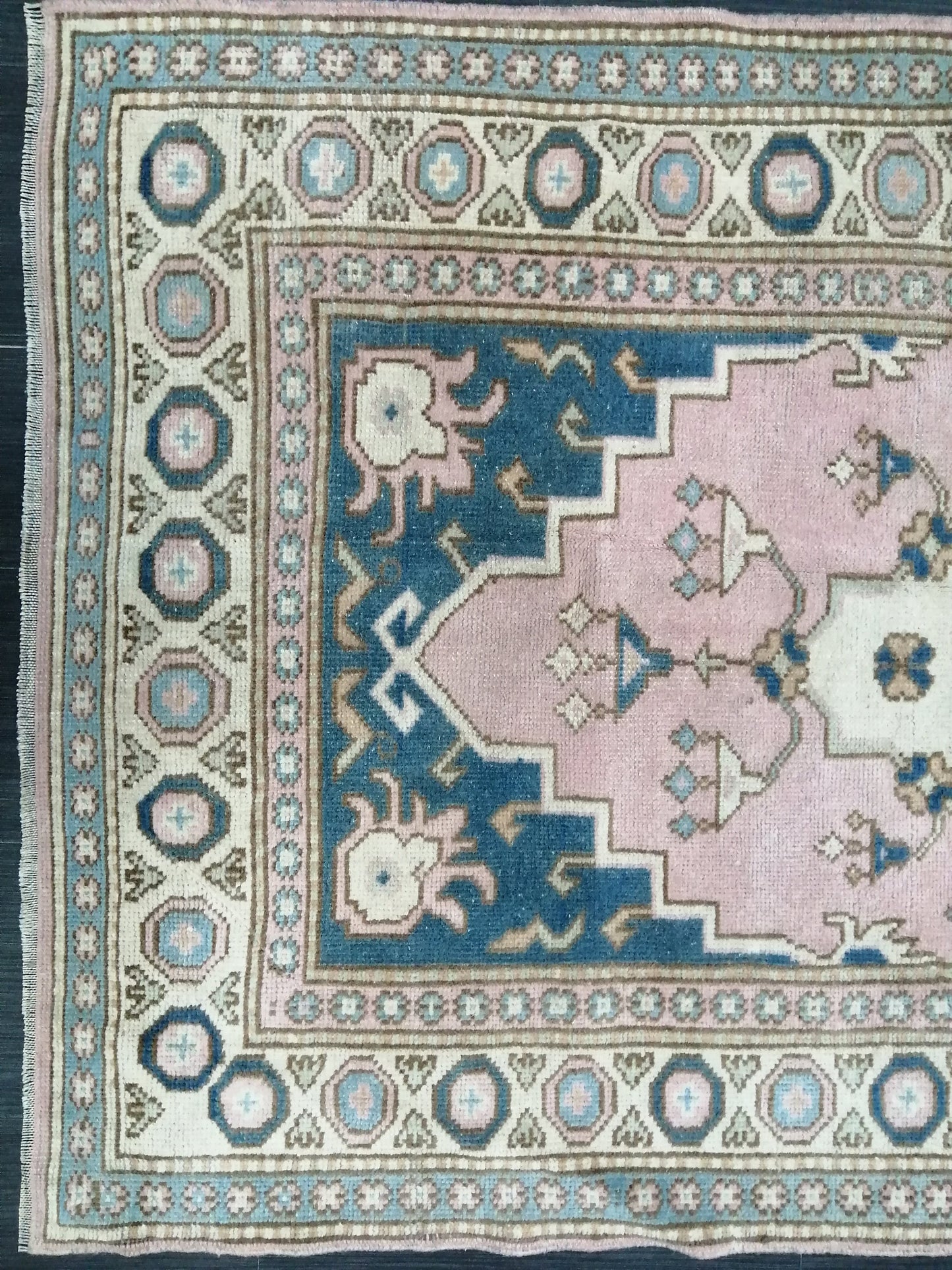 Pink and Blue Rugs, 6.4 x 3.7 Hand Made Rug, Oushak Rug, Rustic Rug, Bohemian Rug, Turkish Rug, Farmhouse Rug, Vintage Rug, Wool rug