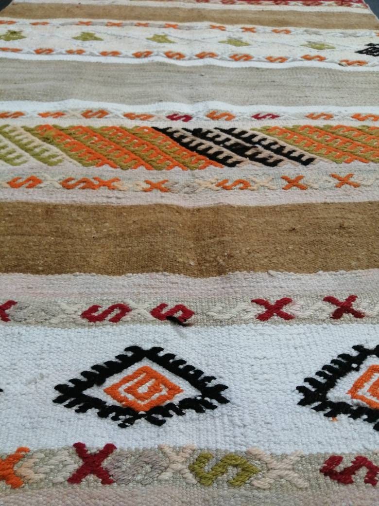 Flatwoven Runner Rug 3x15 Turkish Runner Rug Vintage Runner Rug Hallway Runner Rug Flat weaving With Embroidery Runner Rug Wool Runner Rug