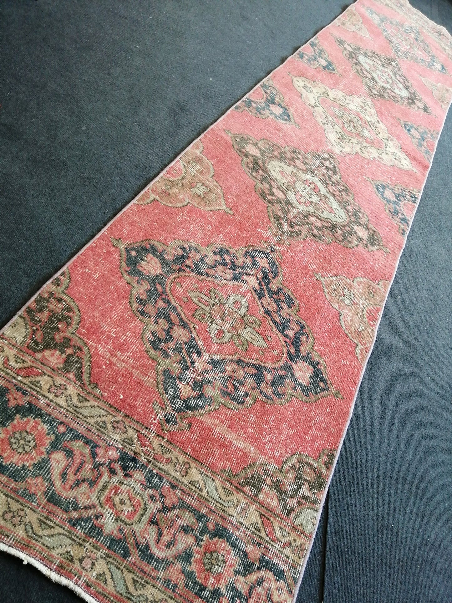 12.5 x 2.6 Turkish Oushak Runner Rug Turkish Runner Rug Vintage Runner Rug Hallway Runner Rug Kitchen Runner Rug Wool Runner Rug Wool Oushak