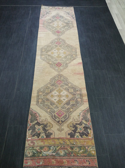 2.6 x 11 Oushak Runner Rug Turkish Runner Rug Vintage Runner Rug Hallway Runner Rug Kitchen Runner Rug Wool Runner Rug Wool Oriental Runner