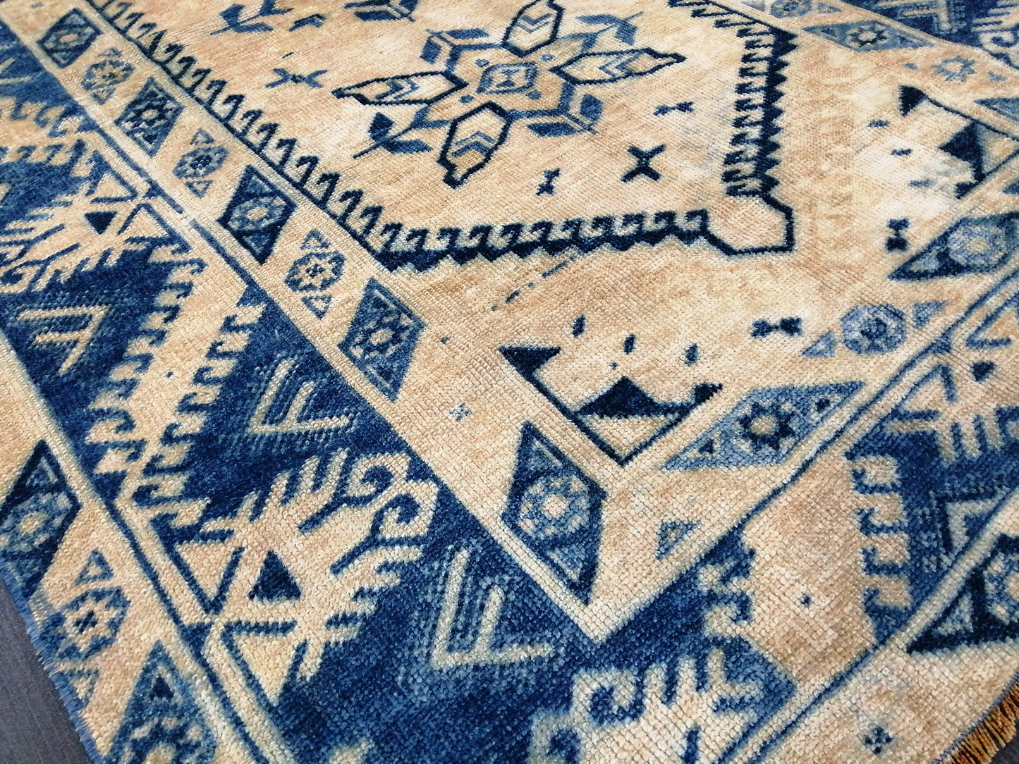 Blue Vintage Rug OUSHAK RUG 6x3.9 TURKISH Oushak Rug Vintage Oushak Runner Rug Vintage Runner Rug Wool Oushak Rug Hand Made Rugs