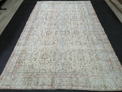 Vintage Turkish Rug 6.2 x 9.7 Muted Vintage Persian Rug Muted Vintage Rug Wool Muted Oushak Rug Hand Made Rugs Vintage Turkish Rug