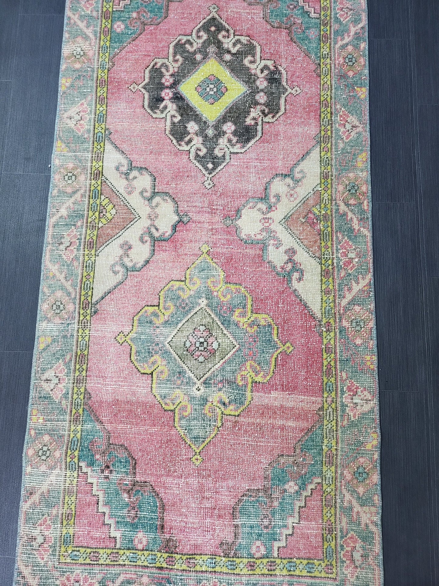 Vintage Rug,  TURKISH 3 x 6.2 HANDMADE Rug, Vintage Turkish Rug, Oushak Rug, Turkish Oushak Rug, Vintage Handknotted Rug, Wool Rug