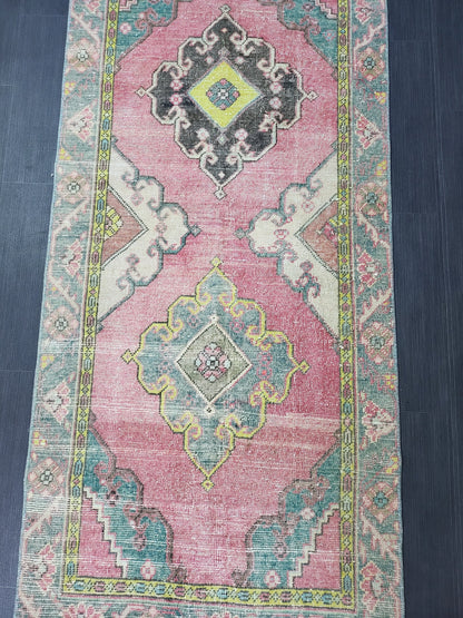 Vintage Rug,  TURKISH 3 x 6.2 HANDMADE Rug, Vintage Turkish Rug, Oushak Rug, Turkish Oushak Rug, Vintage Handknotted Rug, Wool Rug