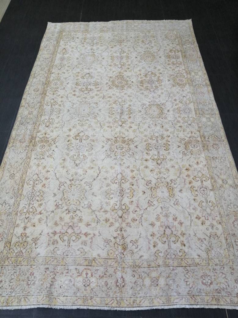 Vintage Rugs 9.2 x 5.3  TURKISH HAND MADE Rugs 10x6 Vintage Turkish Rugs Oushak Rug  Large Turkish Oushak Rug, Vintage Oushak Rug, Wool Rug