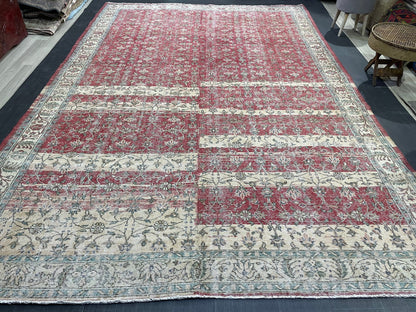 Vintage RUG, TURKISH 8x12 Oushak Rug, Persian Rug, Handmade Large Rug, Wool Antique Rug Hand Knotted Rug,  Floor Art Rug
