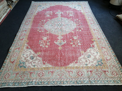 9.7 x 6.3 Vintage Rug TURKISH HAND MADE Rugs 10x6 Vintage Turkish Rug 6x10 Rug Large Turkish Oushak Rug, Vintage Oriental Rug Wholesale Rugs